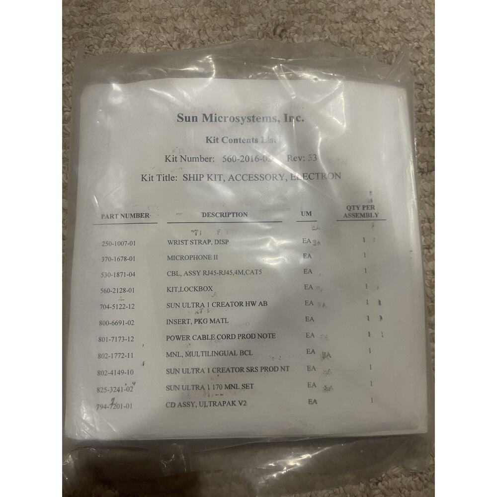 Sun Microsystems 560-2016-04 Accessory Ship Kit Ultra Creator Workstation